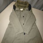 Michael Kors Hooded Parka Coat Size Large Olive Faux Fur Trim Sherpa Lining Black Photo 11
