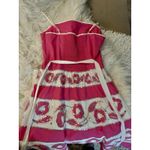 BCBGMAXAZRIA  Pink White Rose Silver Sequin Spaghetti Strap Waist Belt Dress 6 Photo 2