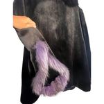 Sheared Mink and Farmed Fox Real Fur Coat Jacket Lush Luxury Purple Black Size 8 Photo 5