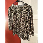 Hayden Brown Leopard Print Ruffle High Neck Pullover Blouse Sweater Size Large Photo 5