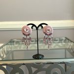 Vintage lavender and purple handmade earrings with flowers and dangling beads Photo 1