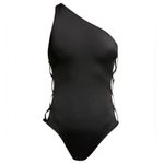 Norma Kamali X Mio One-Shoulder One-Piece Swimsuit Small Cross Black Side NWT Photo 8