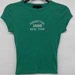 Faded Rose Short Sleeve Baby Tee Junior Small Green Ribbed Embroidered Logo Top Size undefined Photo 0