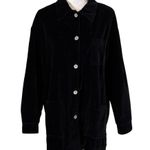 appleseed's Size L Black Velvet Button Front Shacket Shirt Jacket Pockets USA Photo 1