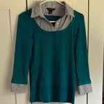 White House | Black Market  Teal and Black Striped Top Photo 0