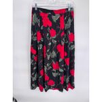 Vintage 80s Austin Hill Midi Skirt Womens 10 Black Polka Dot Rose Print Rayon Photo 4