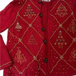 Unique Vintage Vintage 90s Red Beaded Christmas Cardigan size M Photo 1