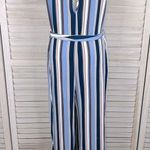 AMBIANCE Striped Wide Leg Jumpsuit w Adjustable Straps Photo 3