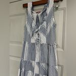 Betsey Johnson  Stripe Play Yarn-Dye  Tiered Maxi Dress Blue Small size Gingham Photo 8