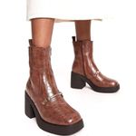 Truffle Collection sqaure toe loafer trim boots in brown croc size 8.5 Photo 2