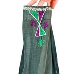 Vintage 1970s Hand Sewn and Embroidered Boho Kerdasa Egyptian Dress Kaftan Green Size M Photo 3