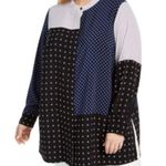 Alfani  Colorblock Blue Button Down Top Photo 0