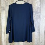 Peck & Peck  SZ. Small Navy Blue Crewneck 3/4 Sleeve w/a Crossover wrap S… Photo 1