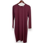 Vince  minimalist bodycon fitted dress, long slv maroon burgundy, stretchy, L Photo 1