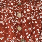 Floral Rustic Romper 2x pull on shorts cotton spandex blend pockets Red Photo 1