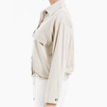 Max Studio  Vicuna Faux Suede Bomber Jacket Soft Button Up Oyster Beige Small New Photo 1