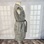 White House | Black Market WHBM Women's Snap Button Front Gray Acid Wash Belted Denim Mini Dress Size 00 Photo 4