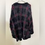 1. State  black red plaid fuzzy open cardigan long sweater L Photo 6