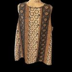 Petra Fashions Black, tan & brown pattern  sleeveless blouse. EUC. Photo 4