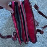 M.C. GENUINE LEATHER RED HANDBAG PURSE SHOULDER FAUX CROC SNAKE Photo 8