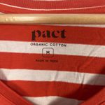 Pact  organic cotton stripped vneck orange and white tshirt size medium Photo 1