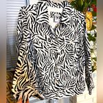 Carole Little Zebra Print Linen Blend Jacket 1x White Photo 1