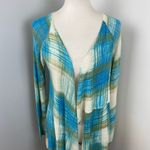 Anthropologie  Sparrow Revolution Blue Plaid Sharkbite Open Cardigan Small Photo 1