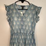 NWT Chelsea & Theodore Lightweight Short Sleeve Blue/White Tiered Midi Dress M Blue Size M Photo 3