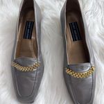 Stuart Weitzman silver loafers with gold chain Photo 1