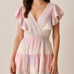 Love Shack Fancy  Gwen Cotton Multi Tie Dye Ruffle Mini Dress Pastel Photo 0