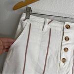 O'Neill  Striped Button Fly Shorts White High Waisted Size 28 Photo 1