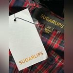 Sugar Lips NWT  Laura Plaid Henley Ruffle Yoke Mini Shift Dress CHRISTMAS DRESS Photo 2