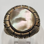 Vintage Mexico Silver Tone Mother Of Pearl Ring (7) Photo 0