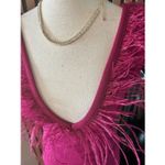 Lulus  NWT  Flair Berry Pink Feather Sleeveless Maxi Dress with slit sexy Photo 4