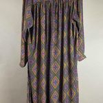 Hazel Large Boho Aztec Flowy Loose Dress Pleat V Neck Swim Cover Vacation Summer Brown Photo 2