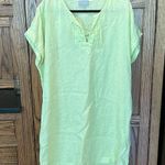 PURE collection lime green yellow Linen laced neck dress sundress coverup beachy Size XL Photo 0