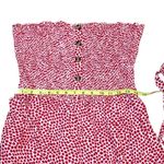 Romper Red and White Floral Strapless Jumpsuit with Pockets •Size XL Multiple Photo 10
