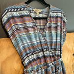 Presley Skye Cap Sleeve Print 100% Silk Crêpe de Chine Maxi Dress Sz M Blue Size M Photo 2