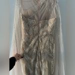 LARA Long Cape Beaded Gown in Champagne/Ivory 6 Tan Photo 5