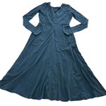 Eshakti  Dress Womens‎ 4 Blue Long Sleeve Midi Ruched Bodice Flare Cotton Spandex Photo 1