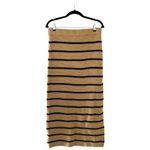 English Factory  Stripe Tan Black Knit Pencil Midi Skirt Sz L Photo 3