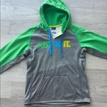 Nike Therma-Fit Hoodie Sweatshirt Gray Green Blue Just Do It Small Photo 2