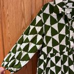 Maeve by Anthropologie The Bettina Tiered Shirt Dress Green & White Triangles XS Photo 12