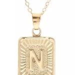 Initial “N” Necklace Gold Letter Pendant Photo 0