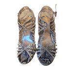 Schutz  Leather Snake Print Chunky Heels Peep‎ Toe Shoes sz 9.5 Photo 3