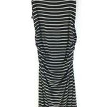 Athleta Comeback Tank Midi Dress Ruched Sleeveless Striped Black Beige Size M Photo 0