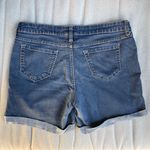 City Streets Classic Blue Denim Women's Jean Shorts 15 rolled hem Photo 1
