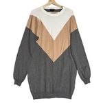 Bebe Womens NEW Gray Crème Gold Soft Warm Luxury Sweater Dress Sz L Photo 0