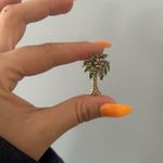 Nina Ricci NR Enamel Rhinestone Palm Tree Color Brooch Pin Signed Vintage Green Photo 1