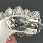 Vintage 50’s LAGUNA Faceted AB Crystal Aurora Borealis Crawler Clip On Earrings White Photo 14